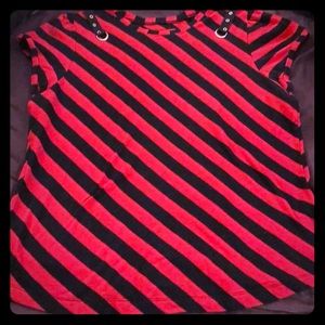 Black & Red Striped Top